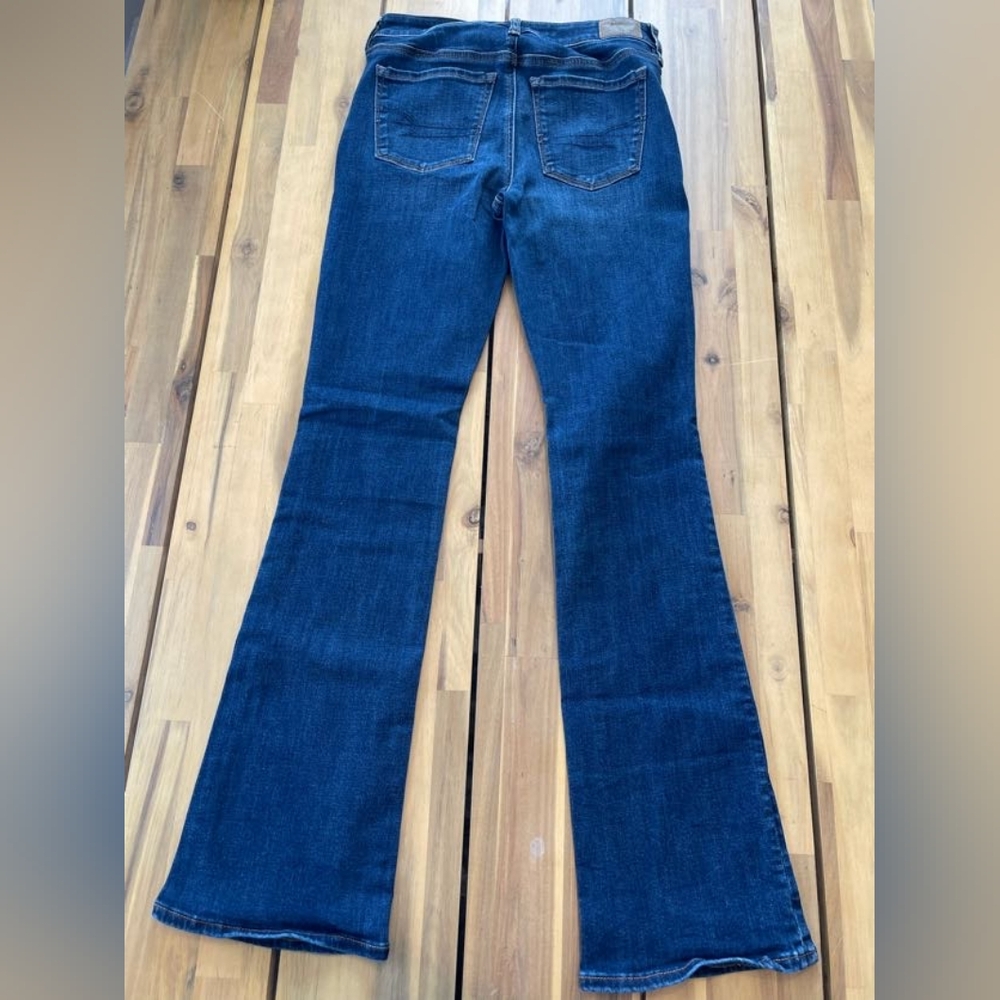 American Eagle Womens High Waisted Blue Flare Bootcut Jeans Size 2 Regular - Picture 2 of 5
